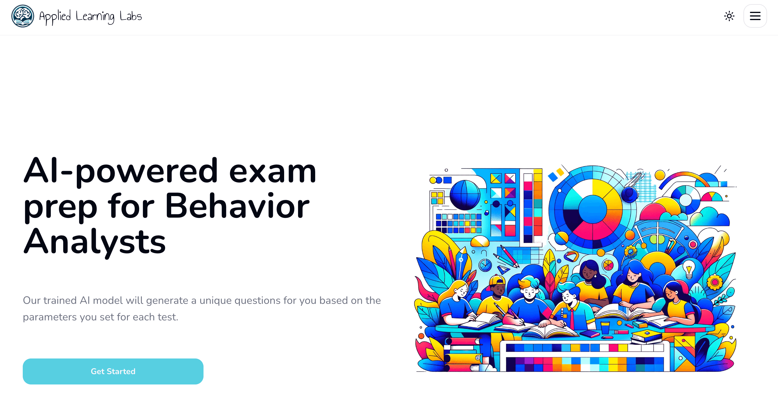 Applied Learning Labs landing page: AI-powered exam prep for behavior analysts